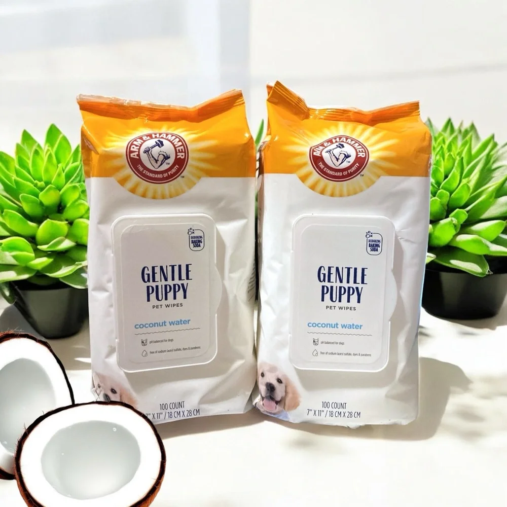 2 Packs Arm & Hammer 100 Pet Wipes Between Baths, Body Face Paws Eliminate Odor